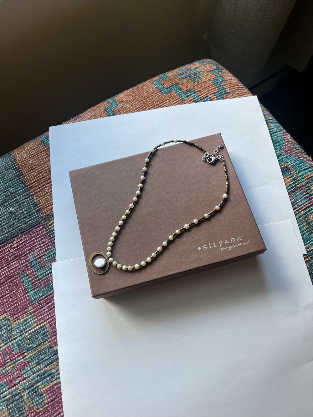 Silpada White Pearl Necklace with Silver Pendant